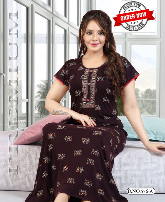 Vol Pc 576 Night Wear Shinker Hosiery Nighty Wholesale Shop in Surat
